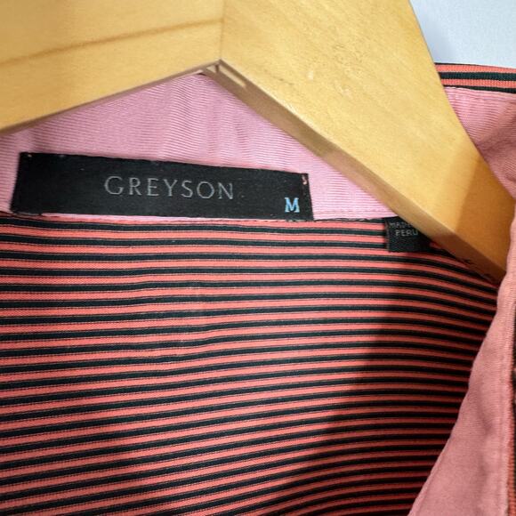 Greyson Performance Golf Polo Shirt Men’s M Button Down Striped Red - Picture 4 of 8